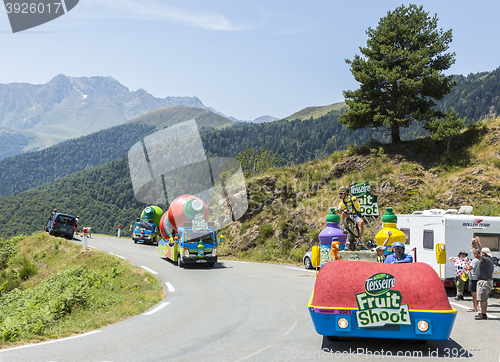 Image of Teisseire Caravan on a Cobblestone Road- Tour de France 2015