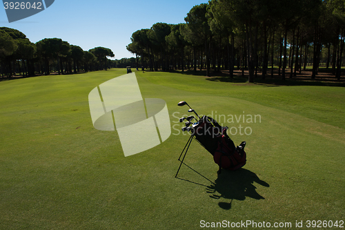 Image of golf bag on course