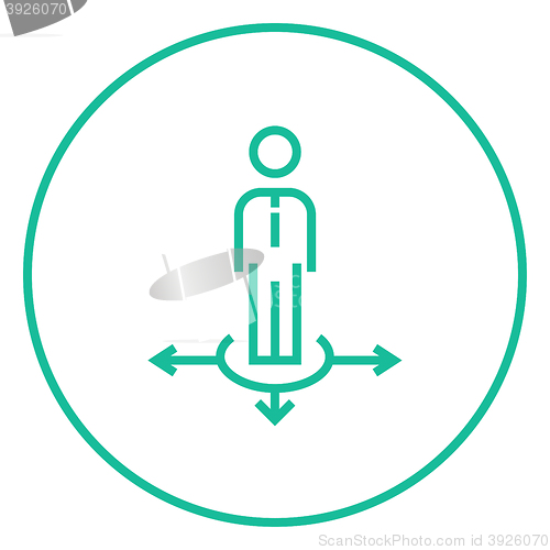 Image of Businessman in three ways line icon.