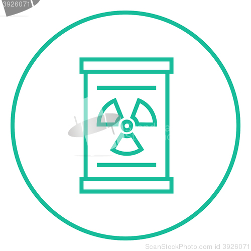 Image of Barrel with ionizing radiation sign line icon.