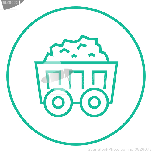 Image of Mining coal cart line icon.