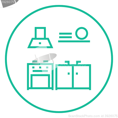Image of Kitchen interior line icon.