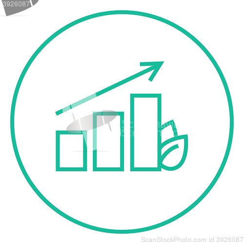 Image of Bar graph with leaf line icon.