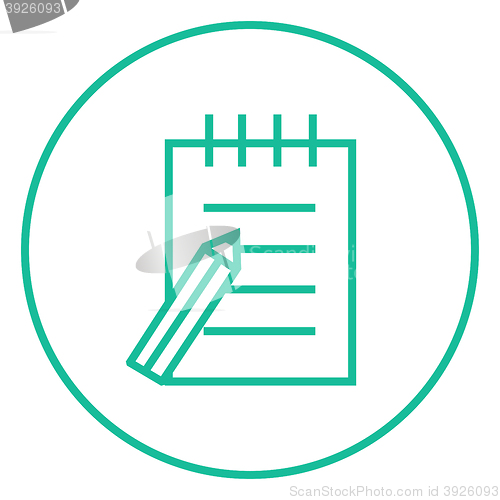 Image of Writing pad and pen line icon.