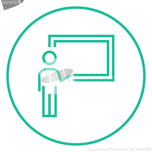 Image of Professor pointing at blackboard line icon.