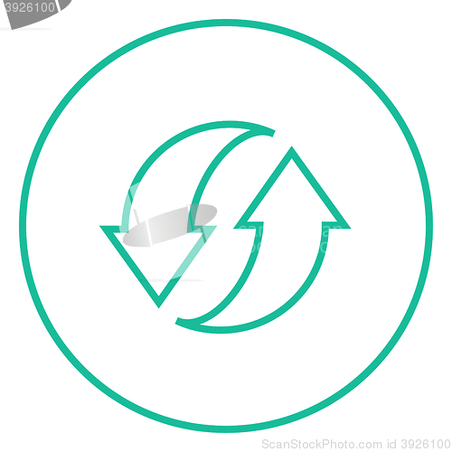 Image of Two circular arrows line icon.