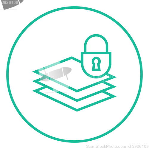 Image of Stack of papers with lock line icon.