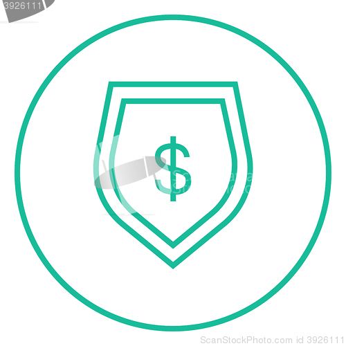 Image of Shield with dollar symbol line icon.