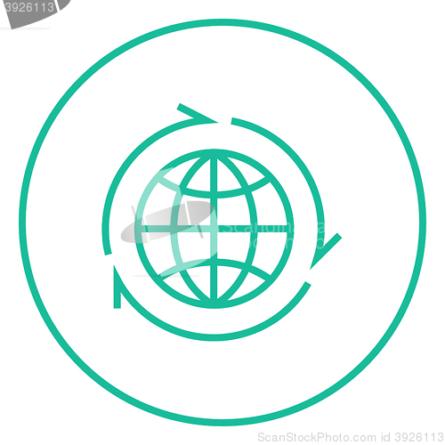 Image of Globe with arrows line icon.