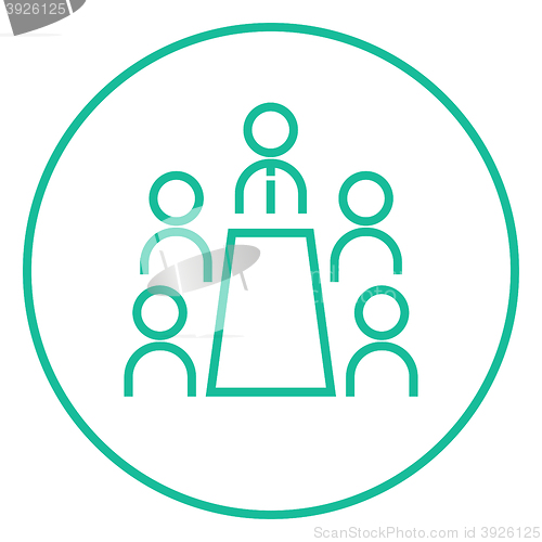 Image of Business meeting in the office line icon.