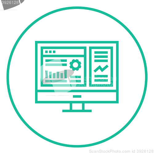 Image of Monitor with business graphs line icon.