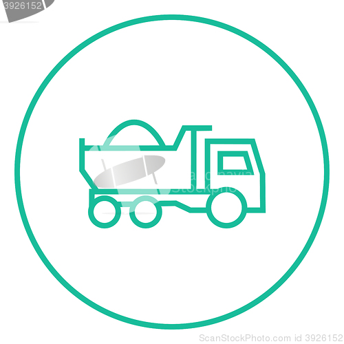 Image of Dump truck line icon.