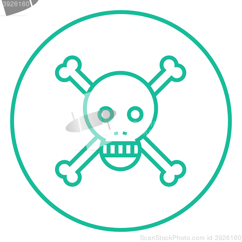 Image of Skull and cross bones line icon.