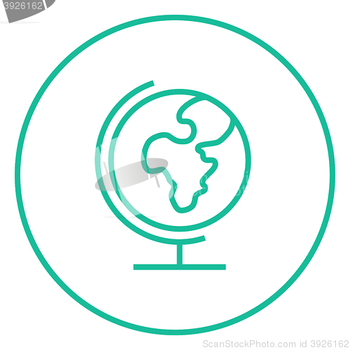 Image of World globe on stand line icon.