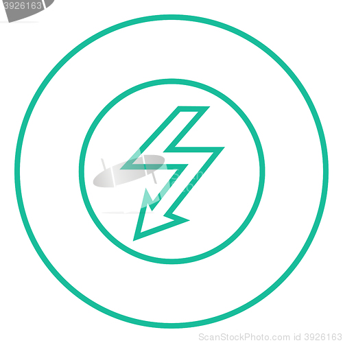 Image of Lightning arrow downward line icon.