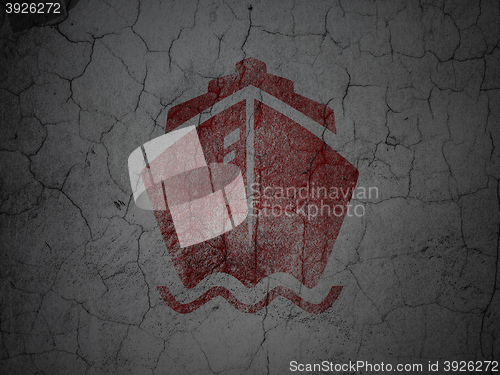 Image of Vacation concept: Ship on grunge wall background