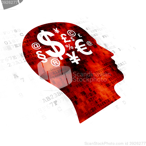 Image of Business concept: Head With Finance Symbol on Digital background