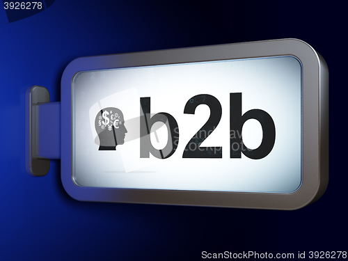 Image of Finance concept: B2b and Head With Finance Symbol on billboard background