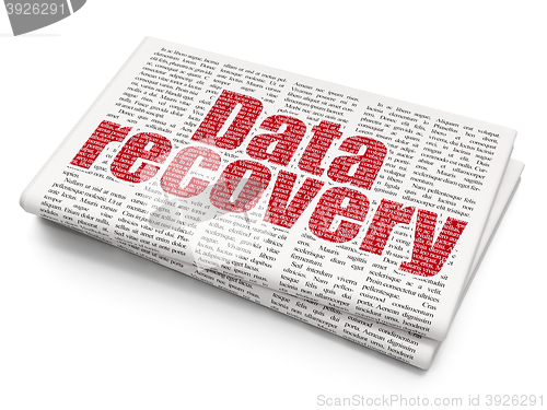 Image of Data concept: Data Recovery on Newspaper background