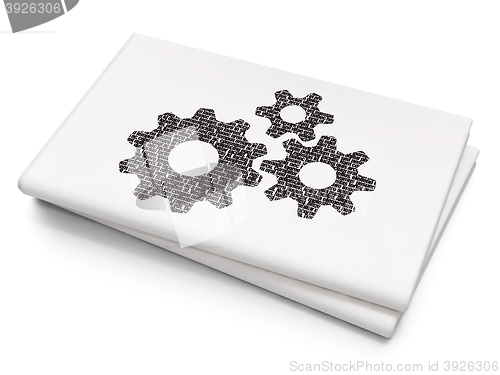 Image of Business concept: Gears on Blank Newspaper background