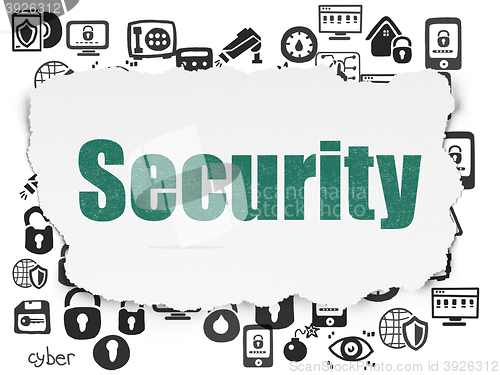 Image of Security concept: Security on Torn Paper background