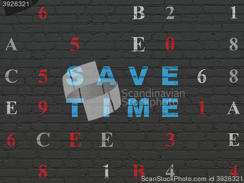 Image of Timeline concept: Save Time on wall background