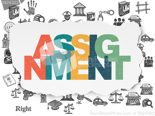 Image of Law concept: Assignment on Torn Paper background