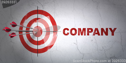 Image of Business concept: target and Company on wall background