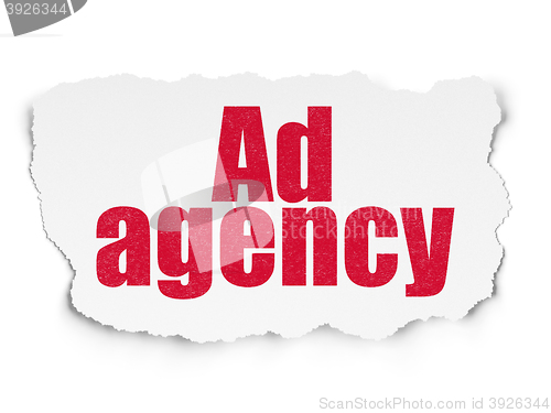 Image of Marketing concept: Ad Agency on Torn Paper background