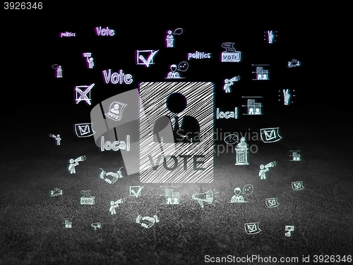 Image of Political concept: Ballot in grunge dark room