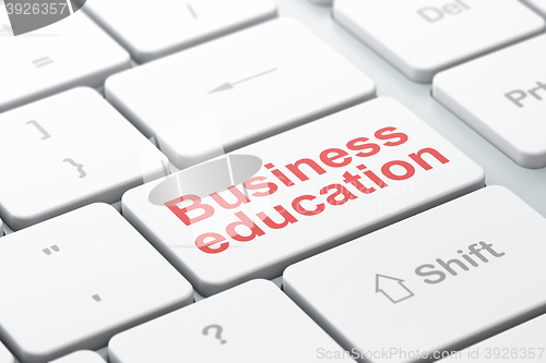 Image of Education concept: Business Education on computer keyboard background