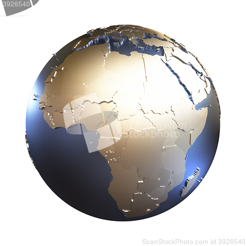 Image of Africa on golden metallic Earth