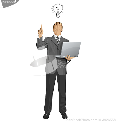 Image of Vector Business Man Shows Something With Finger