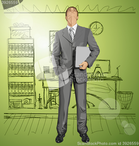 Image of Vector Businessman With Laptop