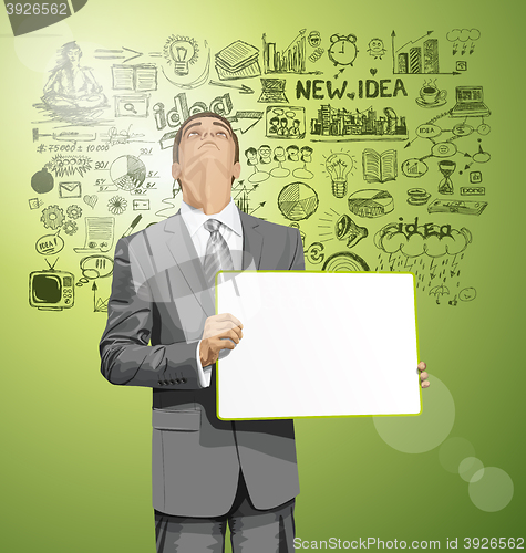 Image of Vector Business Man with Empty Write Board