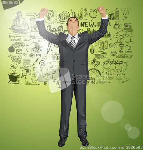 Image of Vector Businessman With Hands Up