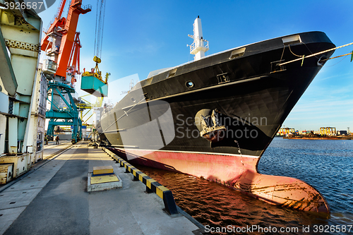 Image of Port cranes and transport ship