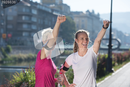 Image of congratulate and happy to finish morning workout