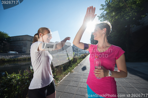 Image of congratulate and happy to finish morning workout