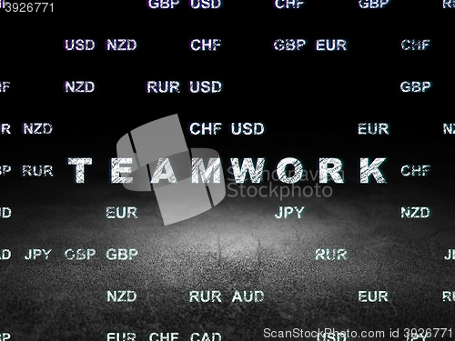 Image of Finance concept: Teamwork in grunge dark room