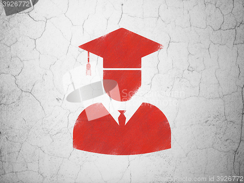 Image of Science concept: Student on wall background