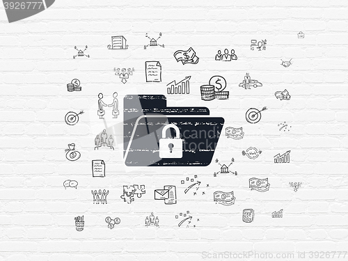 Image of Finance concept: Folder With Lock on wall background