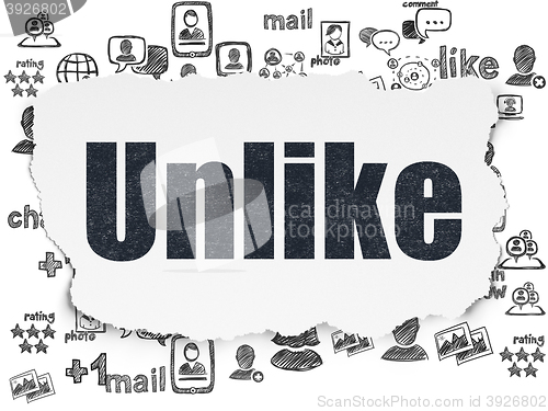 Image of Social network concept: Unlike on Torn Paper background