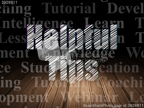 Image of Education concept: Helpful Tips in grunge dark room