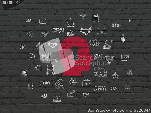 Image of Finance concept: Head With Keyhole on wall background