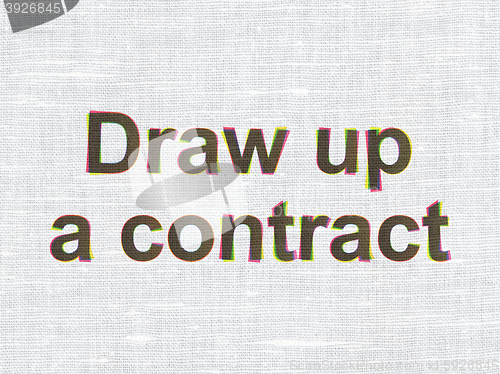 Image of Law concept: Draw up A contract on fabric texture background