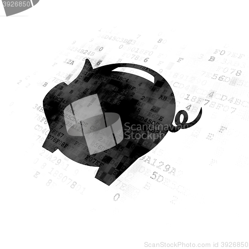 Image of Currency concept: Money Box on Digital background