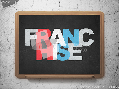 Image of Finance concept: Franchise on School board background