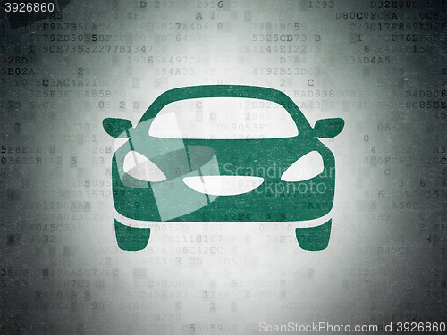 Image of Tourism concept: Car on Digital Data Paper background