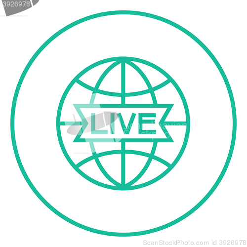 Image of Globe with live sign line icon.